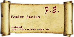 Famler Etelka névjegykártya